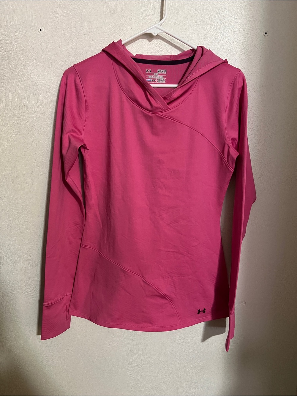 UNDER ARMOUR Classic Cold Gear Fitted Long Sleeve Hooded Pink Women's Size M GUC